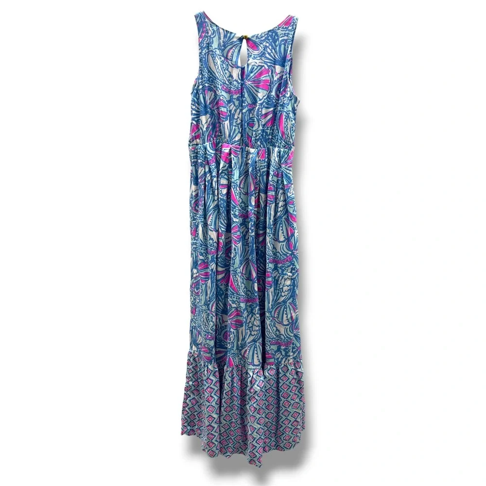 Lilly Pulitzer for Target My Fans Maxi Dress Blue Pink Girls Small 6 6X NWT